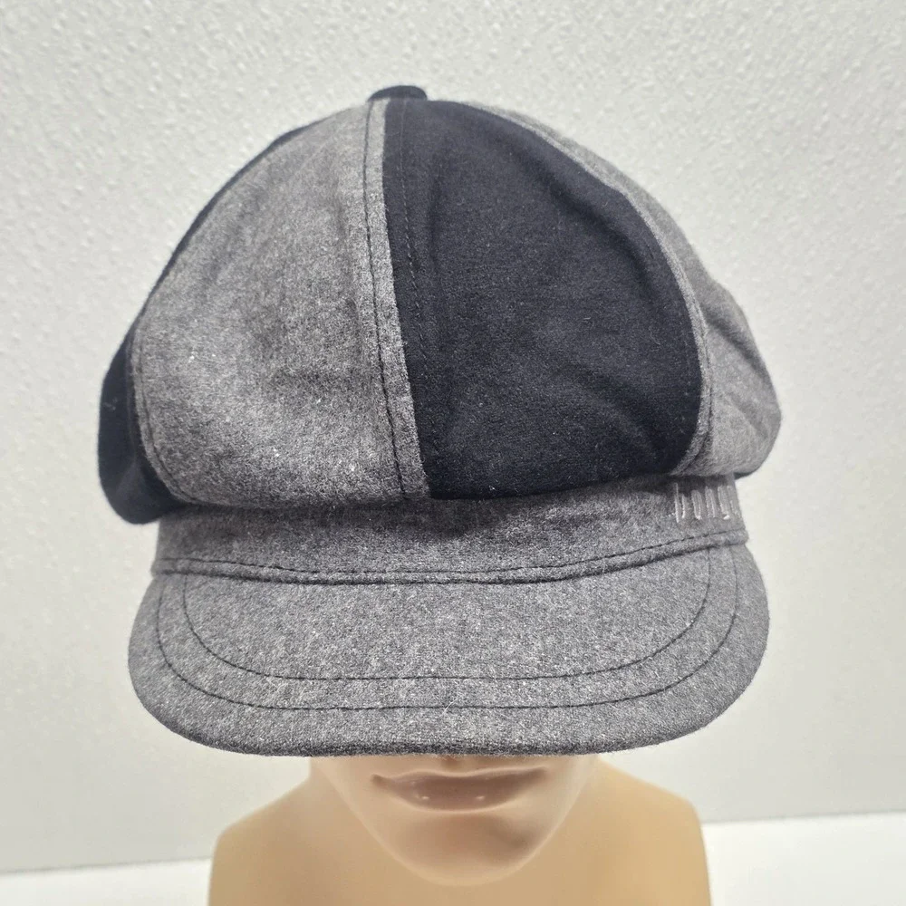 Bongo Womens Newsboy Gray Black Hat Cap Strapback Wool Blend